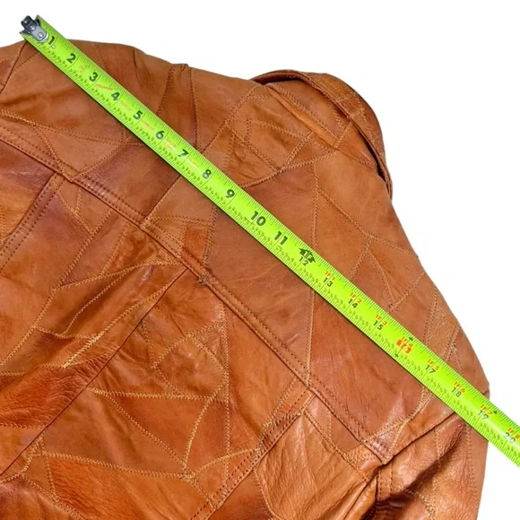 Vintage Casablanca Patchwork Zig Zag Stitch Leather Bomber Jacket